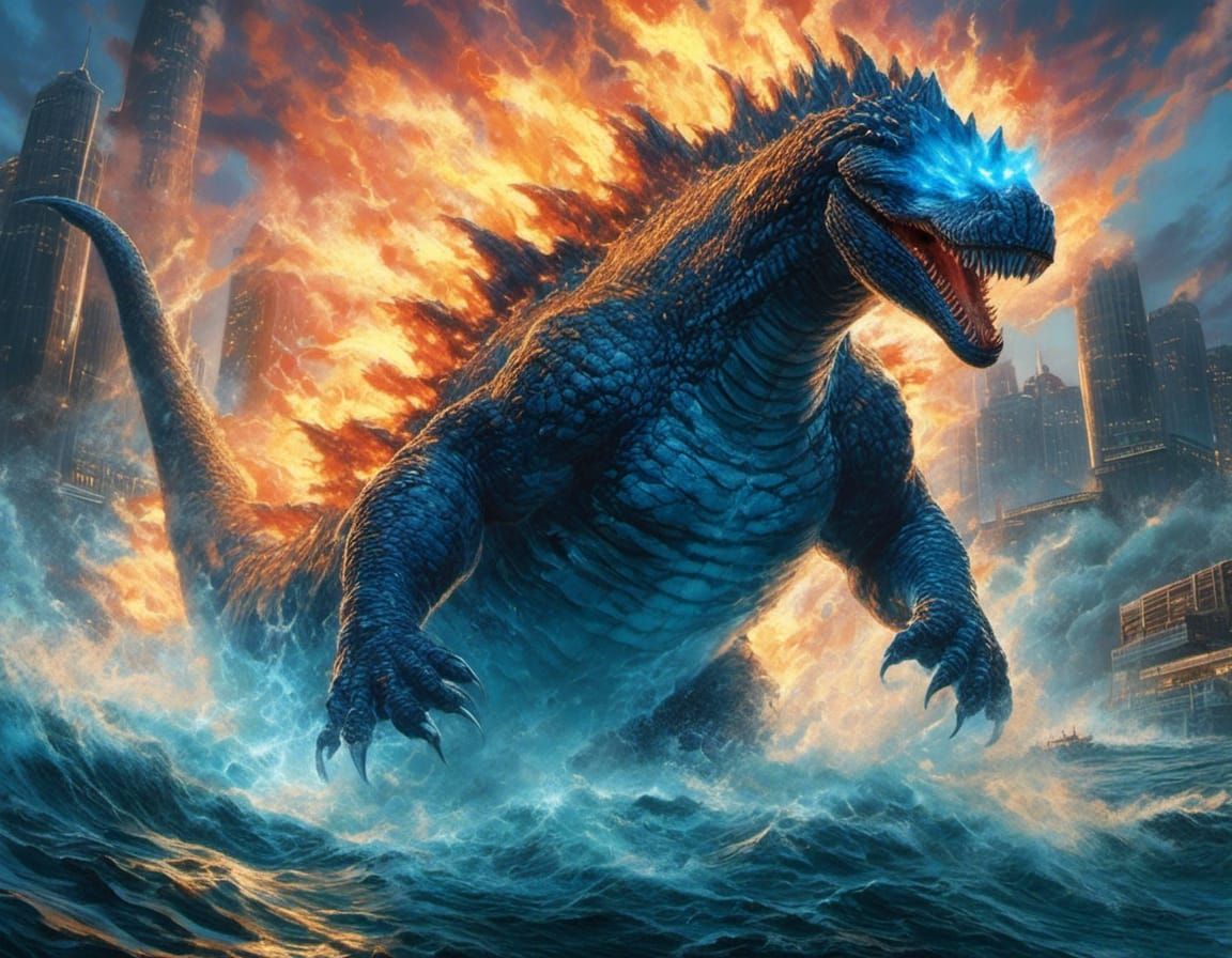 Godzilla Unleashes Electric Flames Underwater
