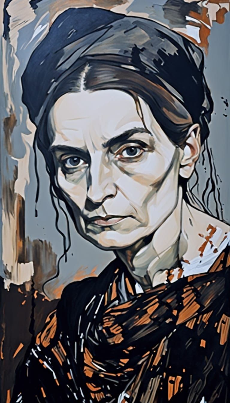 Brooding Female Portrait in Intense Expressionist Style