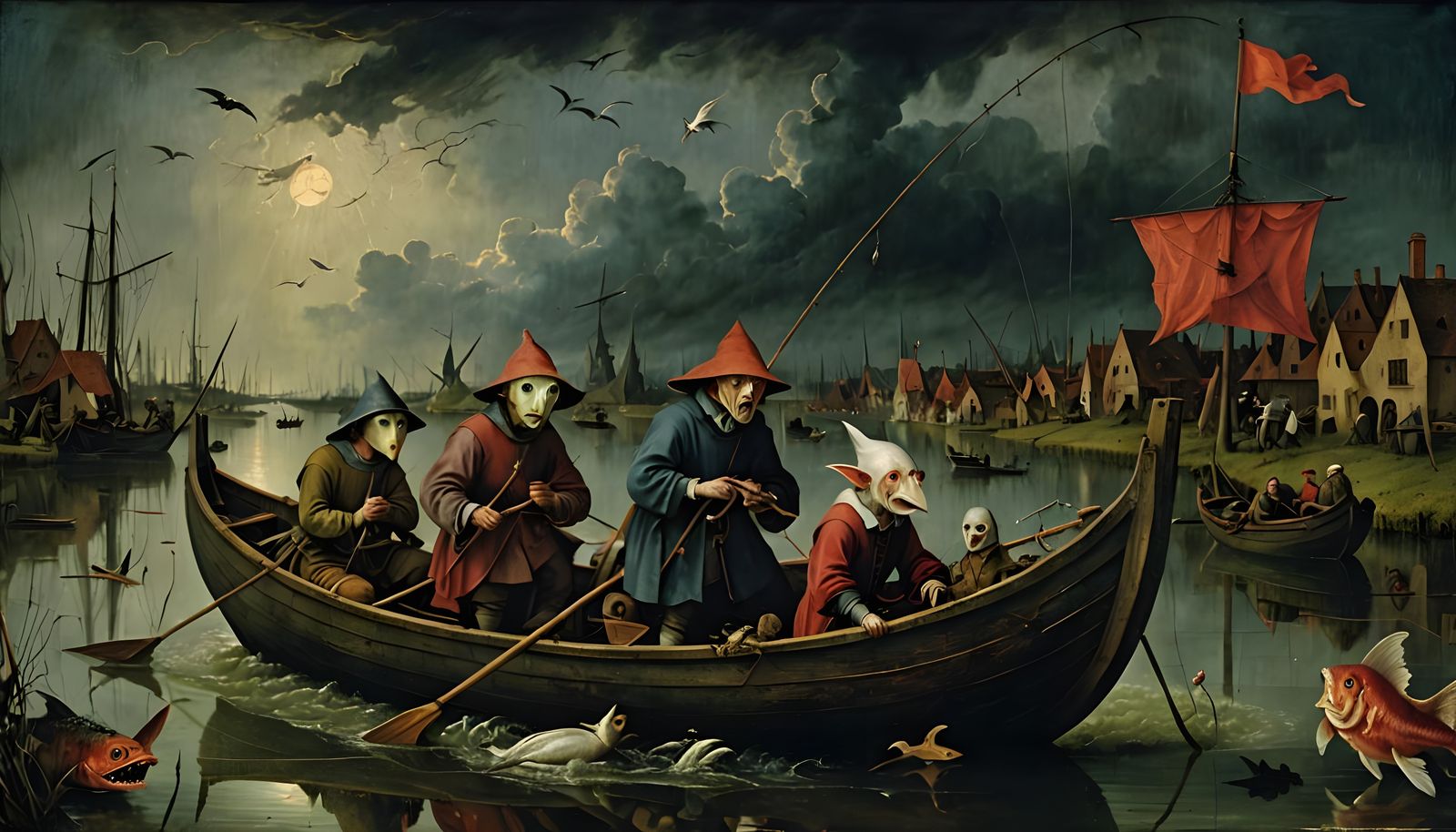 Bosch-esque Fishing Trip Amidst Stormy Seas