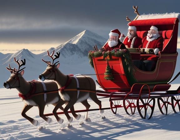 Hilarious Christmas Sleigh Ride in a Humorous Art Style