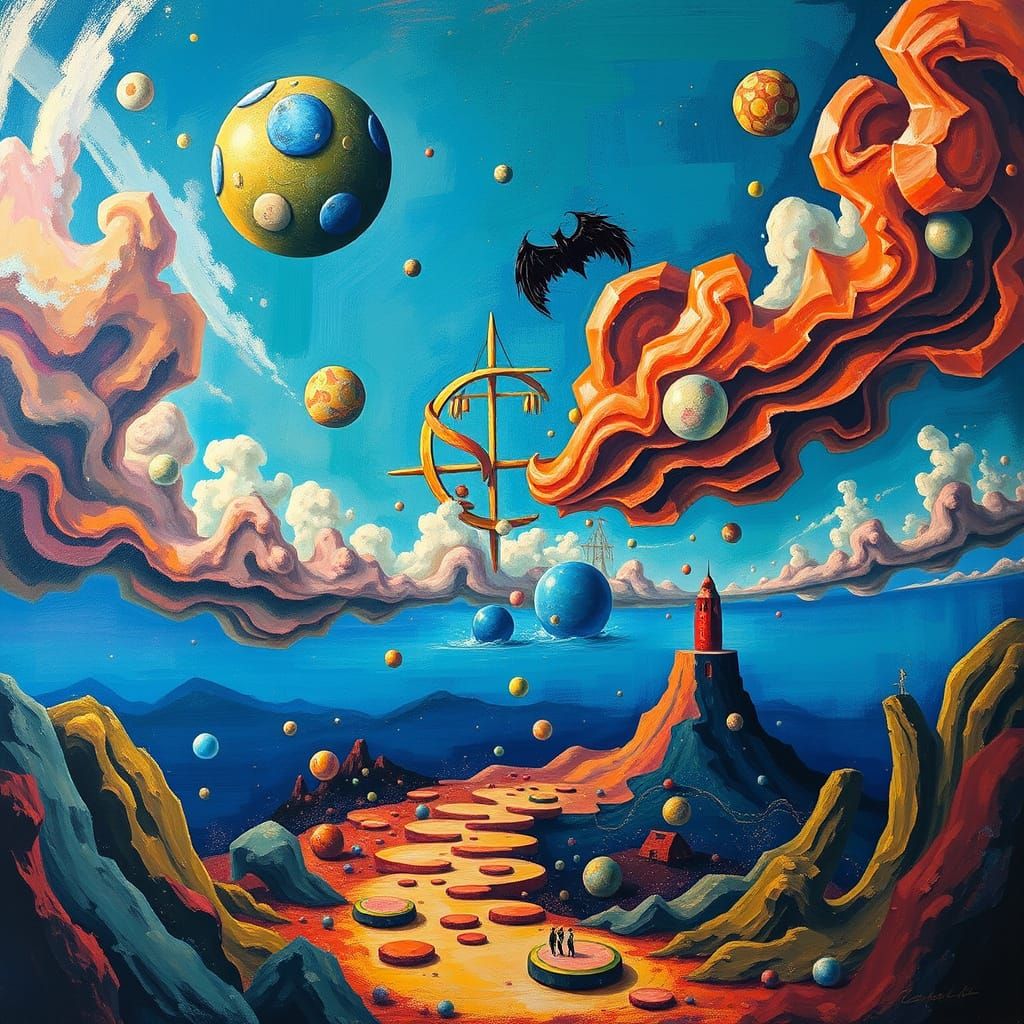 Surreal Dreamscape with Mysterious Symbol