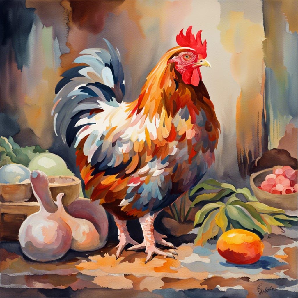 Laura the Hen's Life in Gouache Style