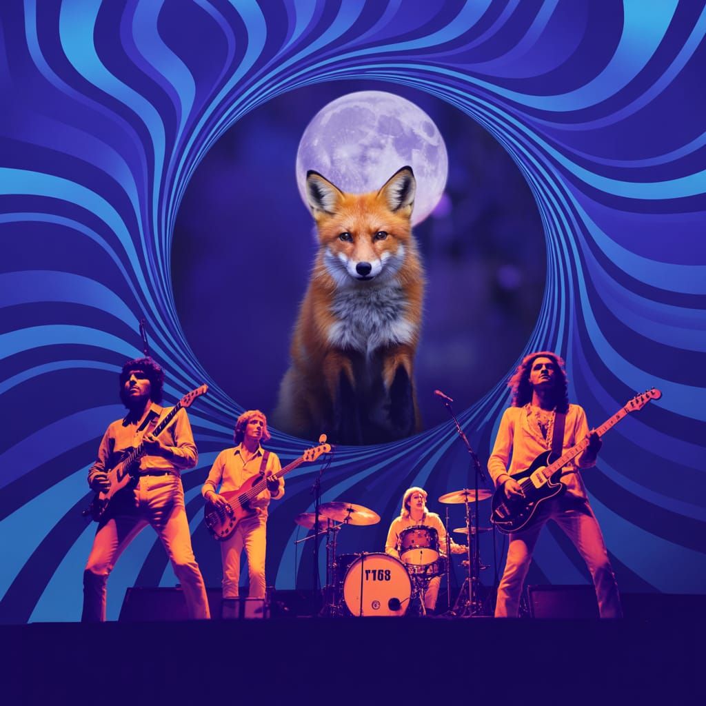 Psychedelic Rock Band Performing Live at Woodstock