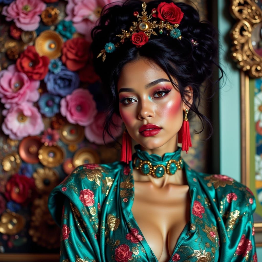 Punk Geisha Jhene Aiko in Vibrant Amber Tones