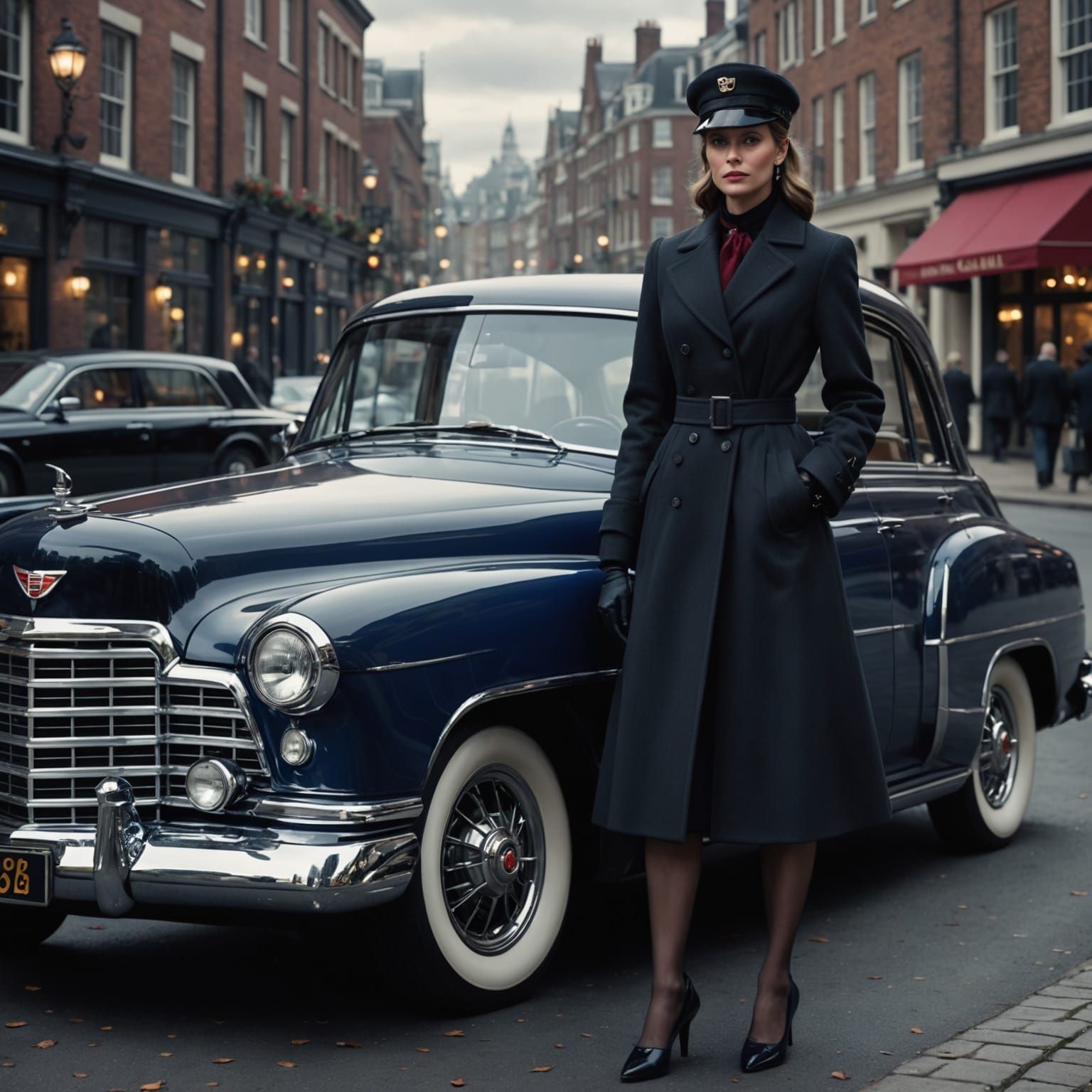 Elegant Chauffeur's Attire in Charcoal and Crimson