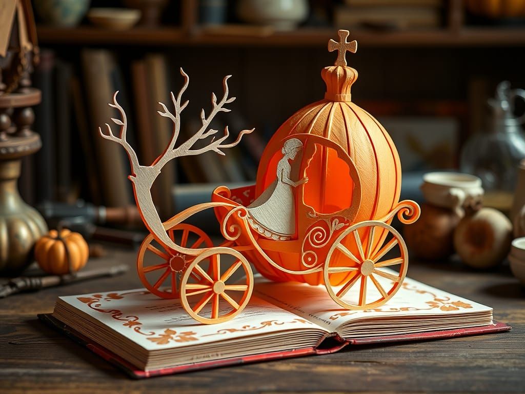 Cinderella Kirigami Popup Book on Work Table