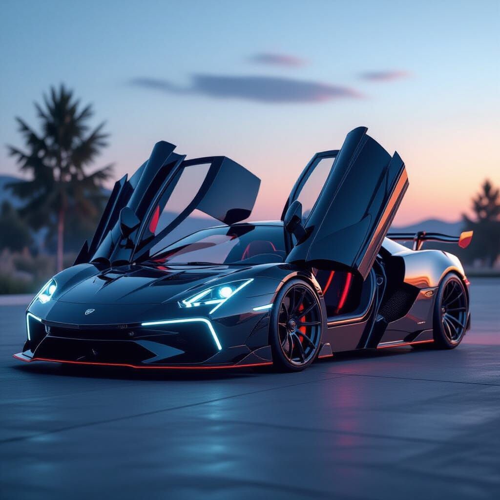 Ultra-Luxury Hypercar with Neon Underglow, Car Photography