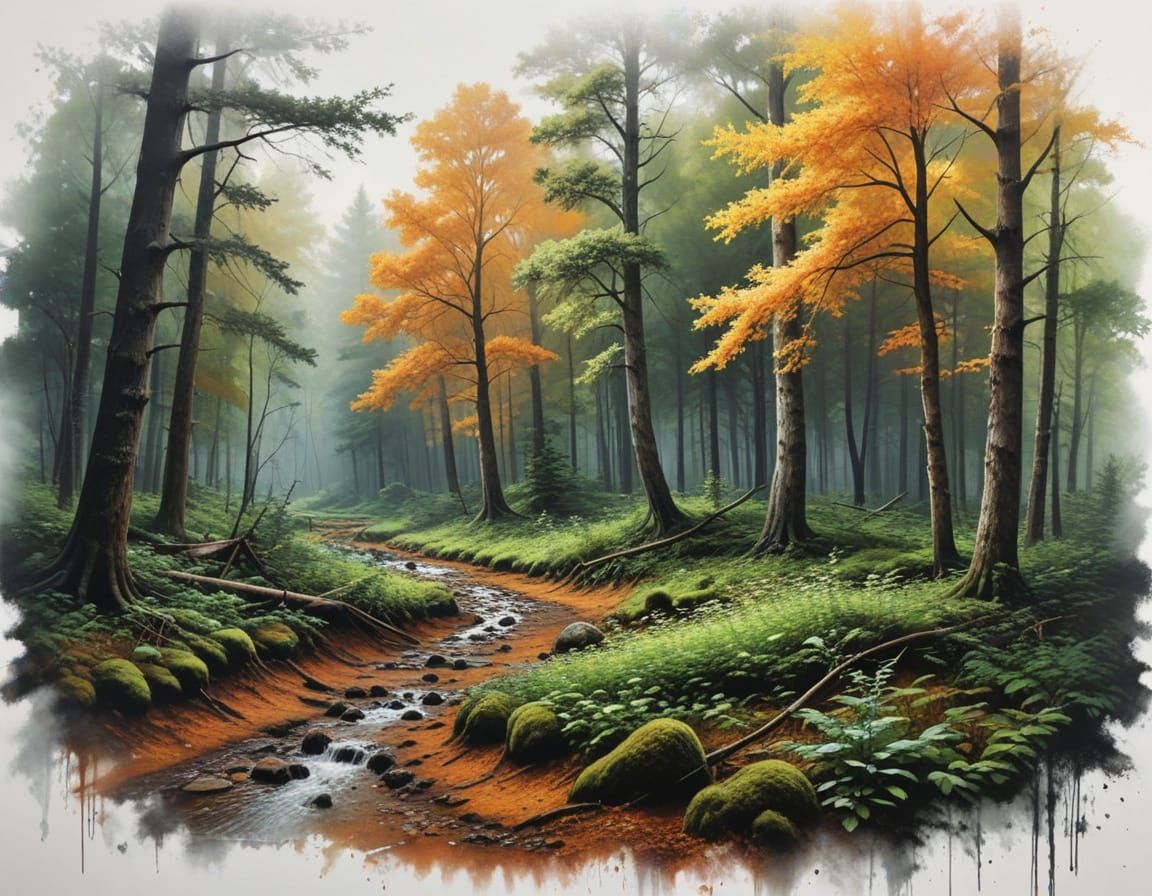 Vibrant Hyperrealistic Forest Landscape