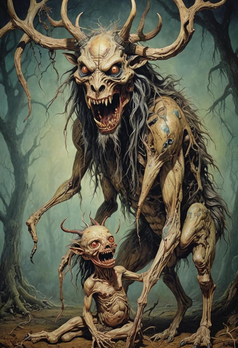 Wendigo Cannibalism in Surrealist Vision