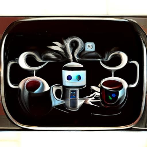 Alexa and Siri Chatting Over Coffee: Digital Illustration