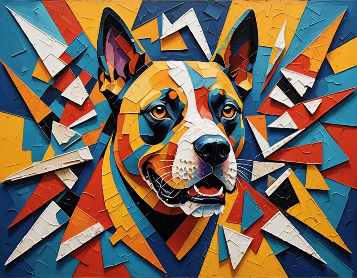 Cubist Fragmentation of a Dog's Face