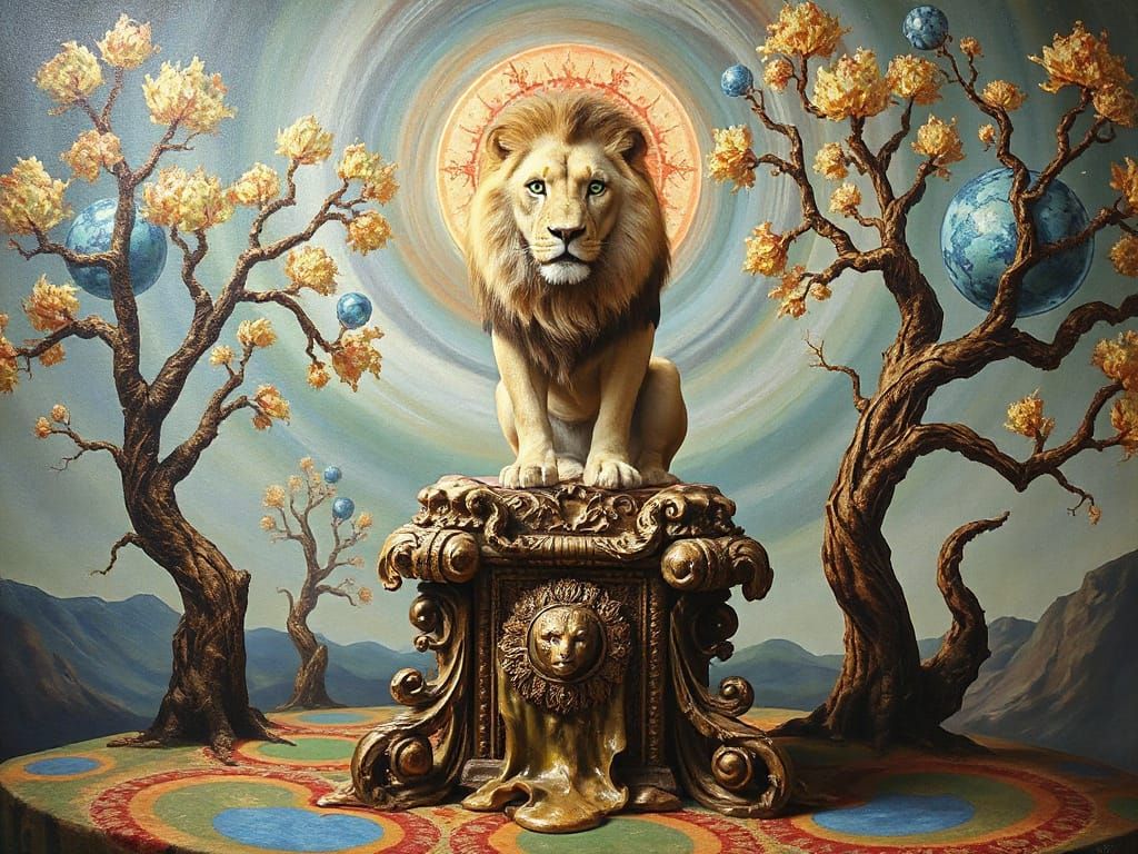 Surreal Lion Reigns in Fantastical Narnia Dreamscape