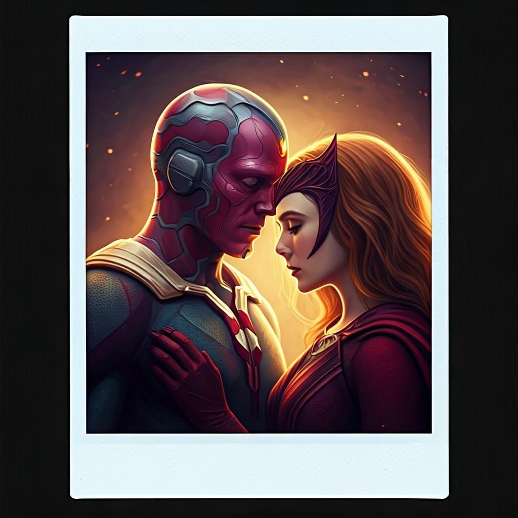 Vision and Scarlet Witch Embrace: Retro Film Portrait