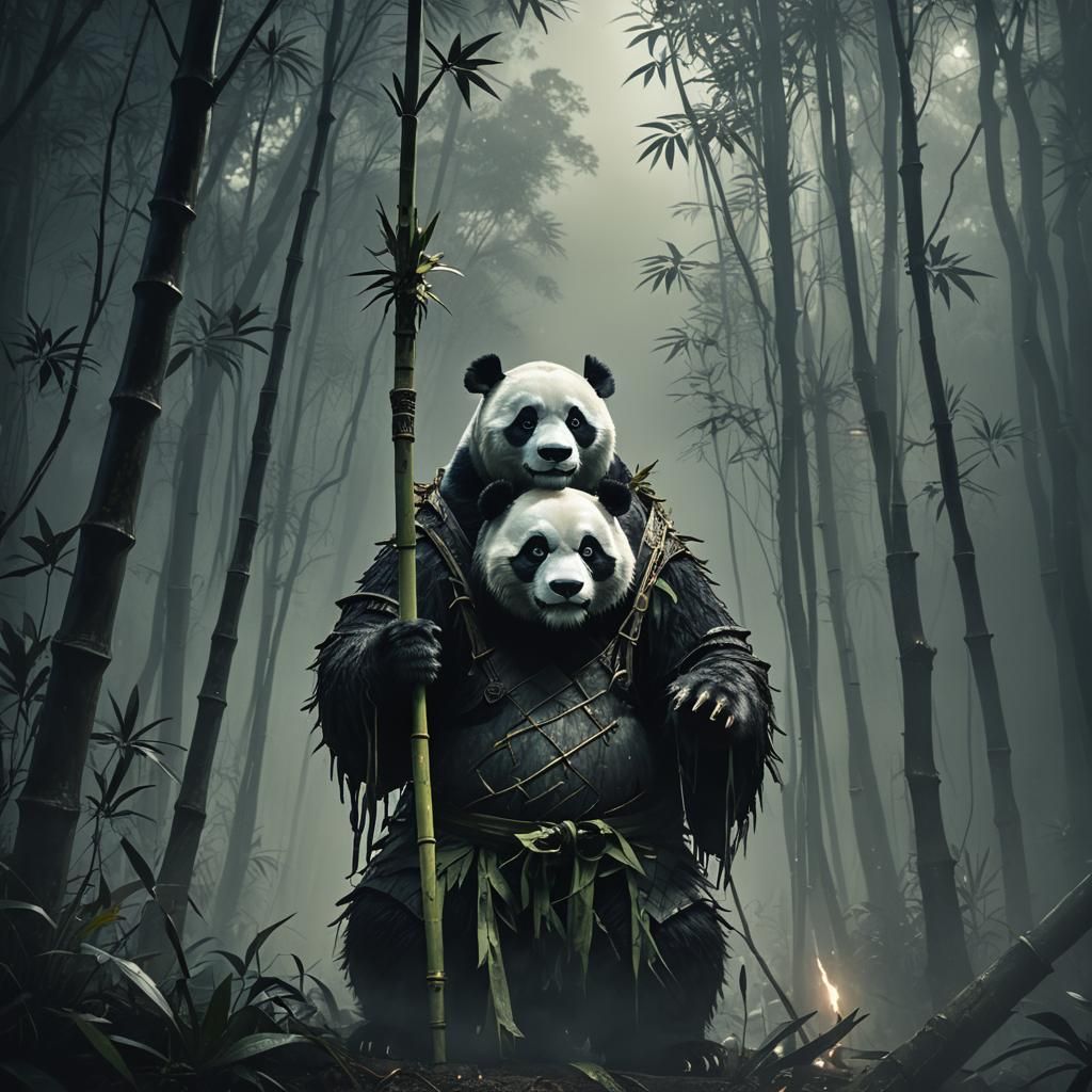 Evil Panda King in Dark Fantasy Illustration