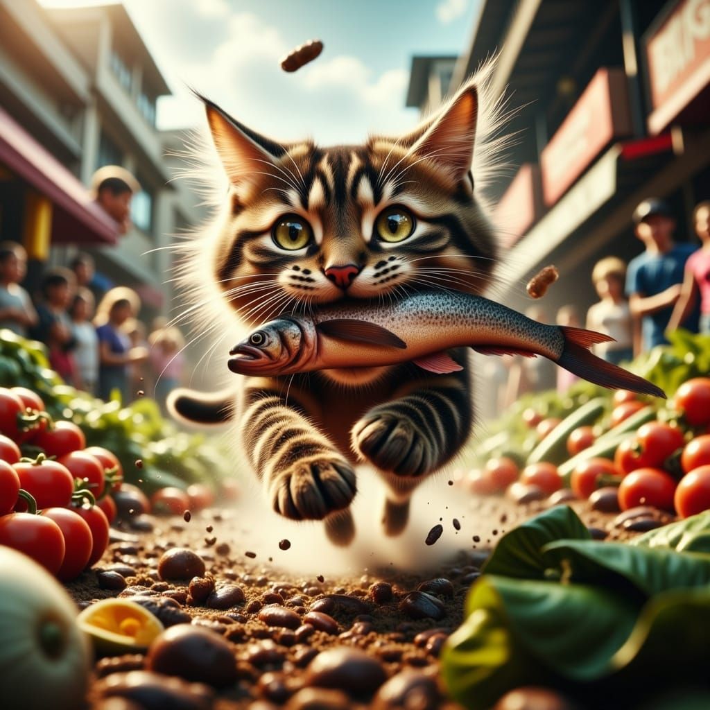 Cat Burglar's Wild Escape Through Bustling Market