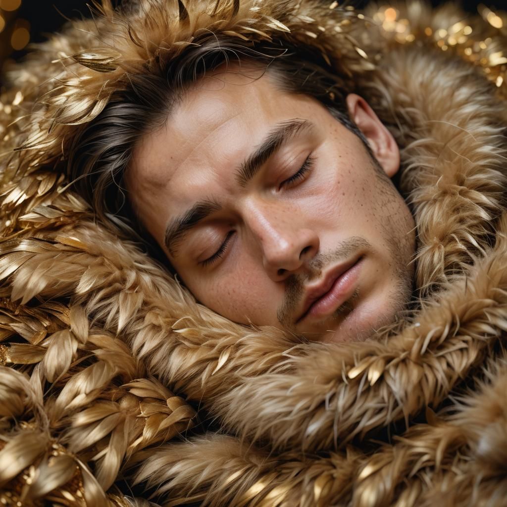 Sleeping Teddy Bear Portrait in Golden Light