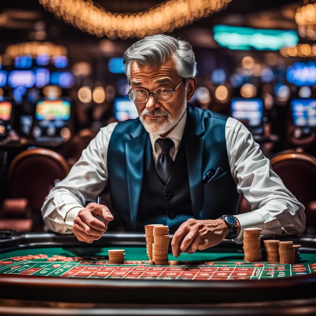 Incredible Biometric Imagineer gambling at a casino while dr...