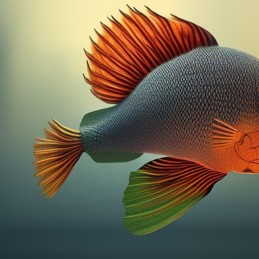 Samurai Gourami Fish: Detailed Digital Art