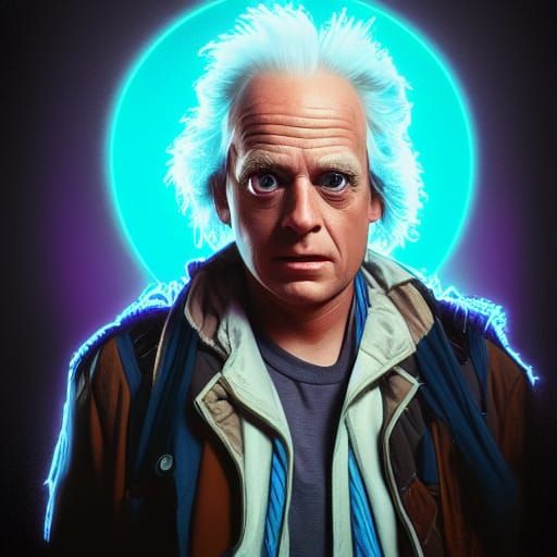 Dr. Emmett Brown Portrait in Detailed Digital Art