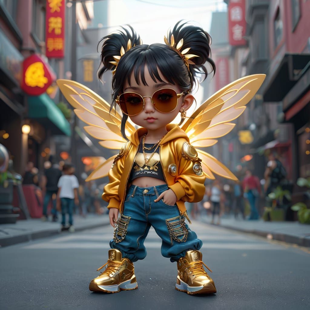 Hip Hop Fairy Rapper in Cyberpunk Style