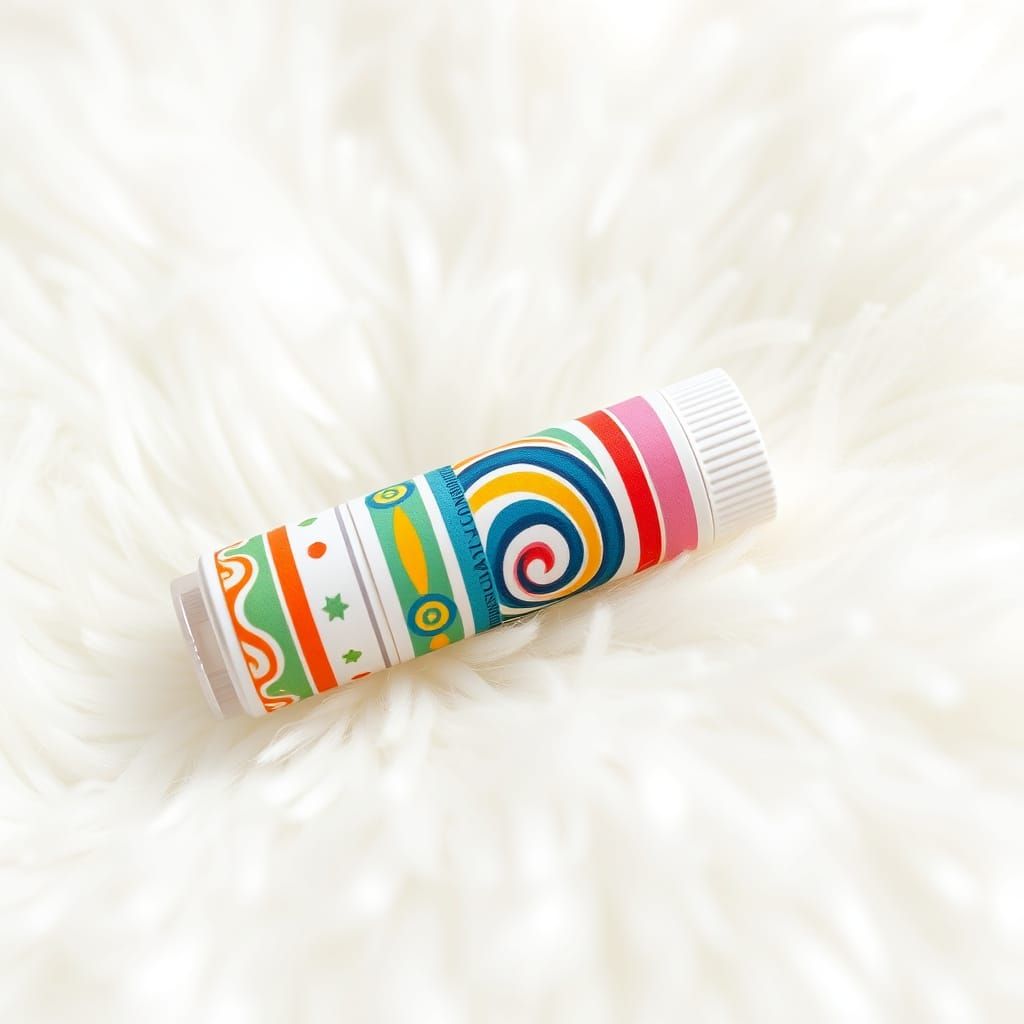 Whimsical Chapstick in Vibrant Stripes and Swirling Patterns
