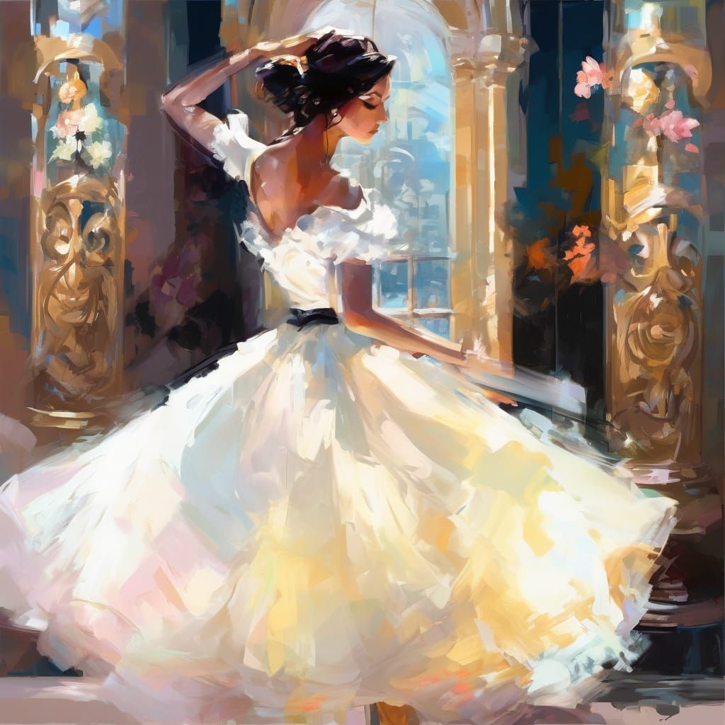 Steampunk Neko Girl in Moonlit Castle Corridor