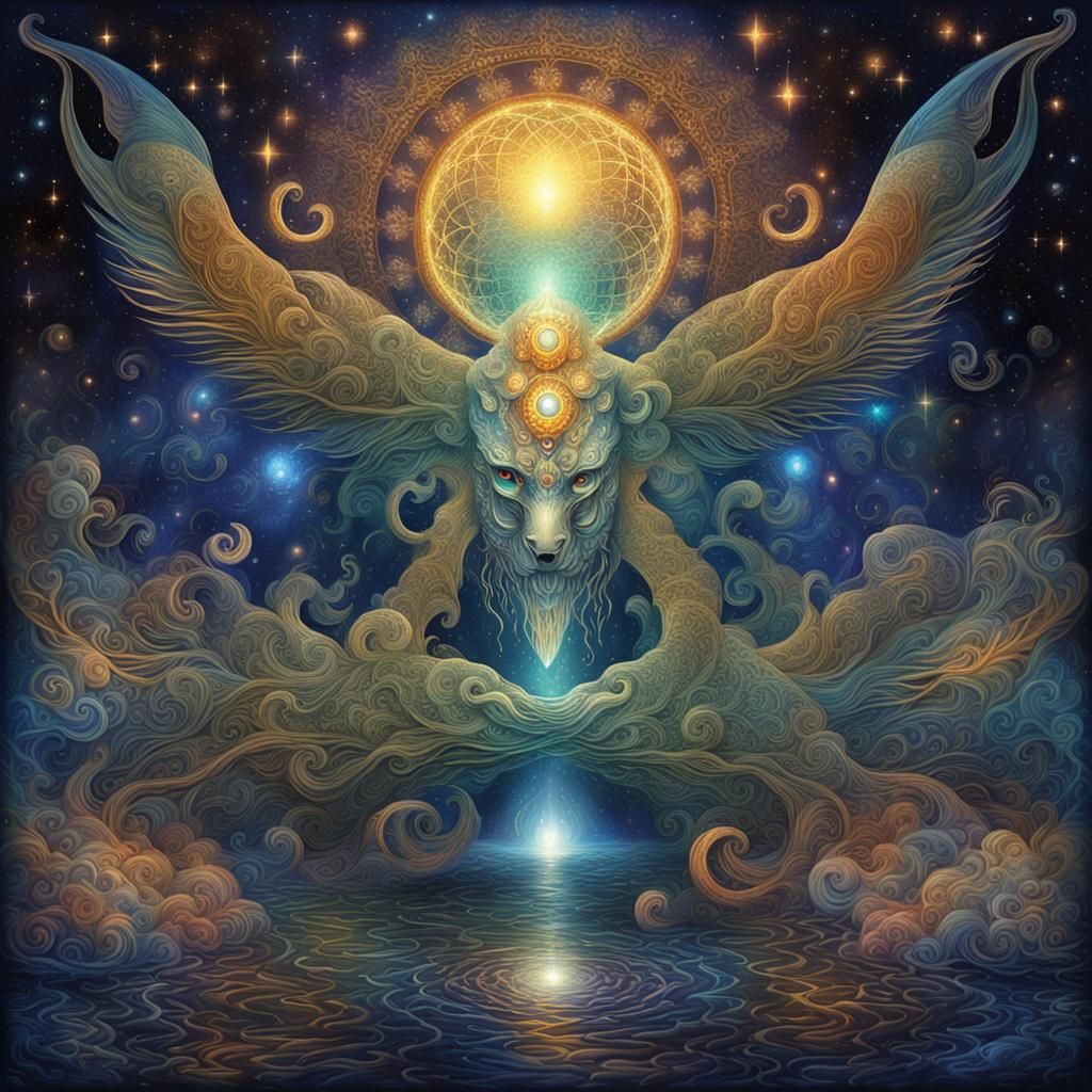 Bioluminescent Celestial Creature in Ethereal Musical Theate...