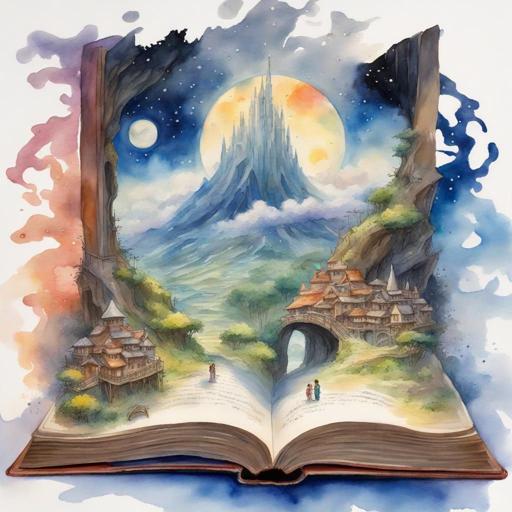Fantasy World Emerges: Watercolor Painting by Ghibli