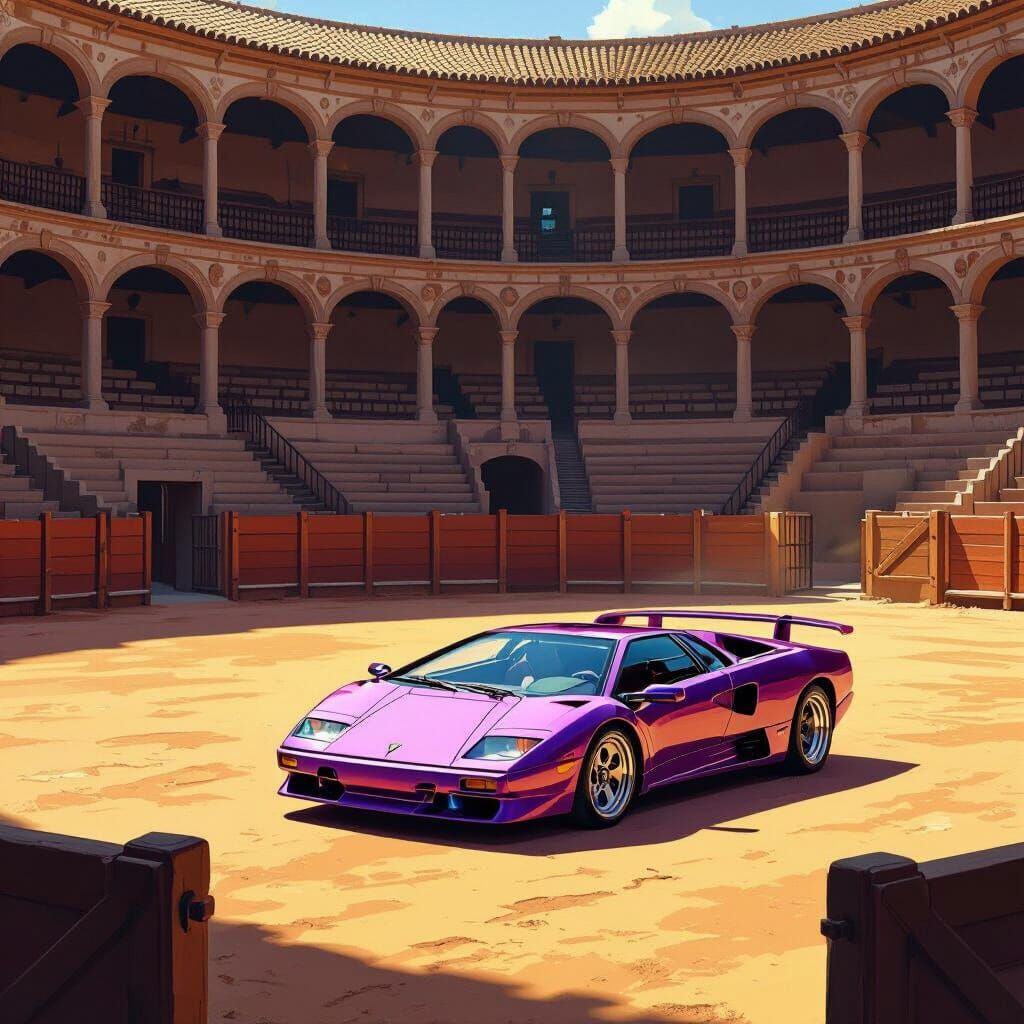 Lamborghini Diablo SV in a Retro-Futuristic Arena