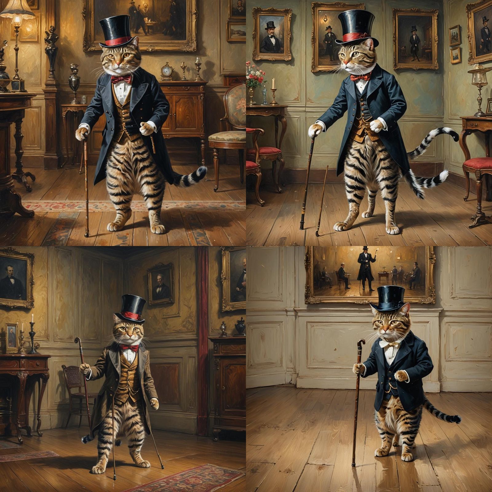 Tabby Cat Gentleman in Oil Painting Style