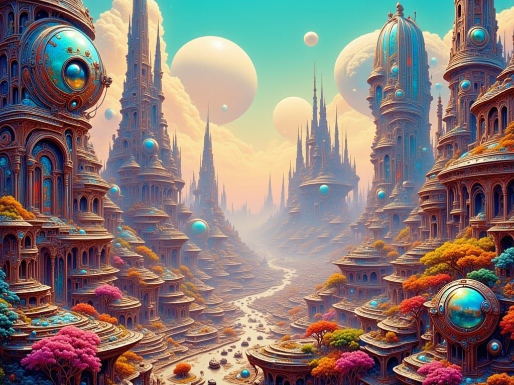 Aliens Explore Metropolis in Futuristic Style