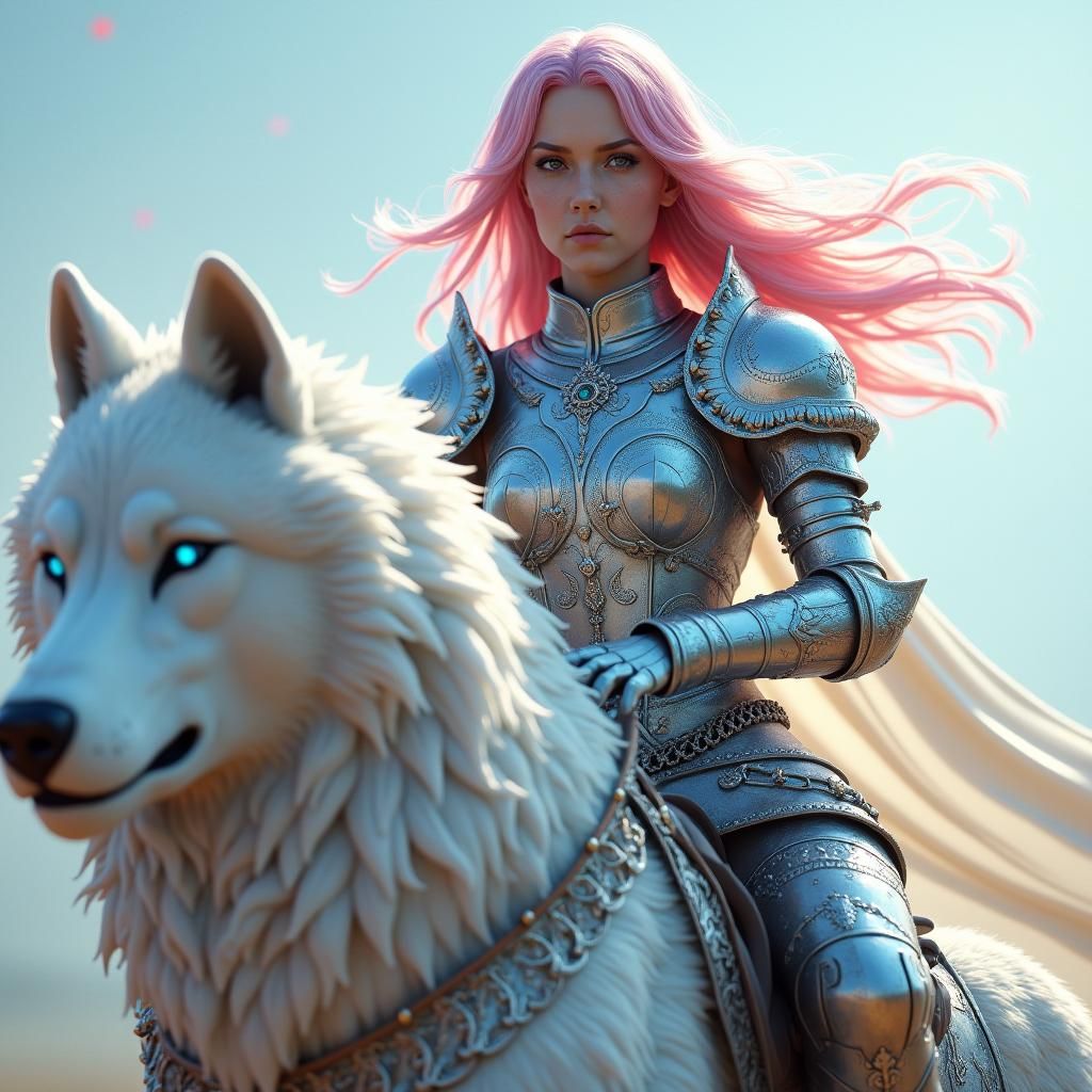 Paladin on Direwolf in Fantasy Concept Art Style