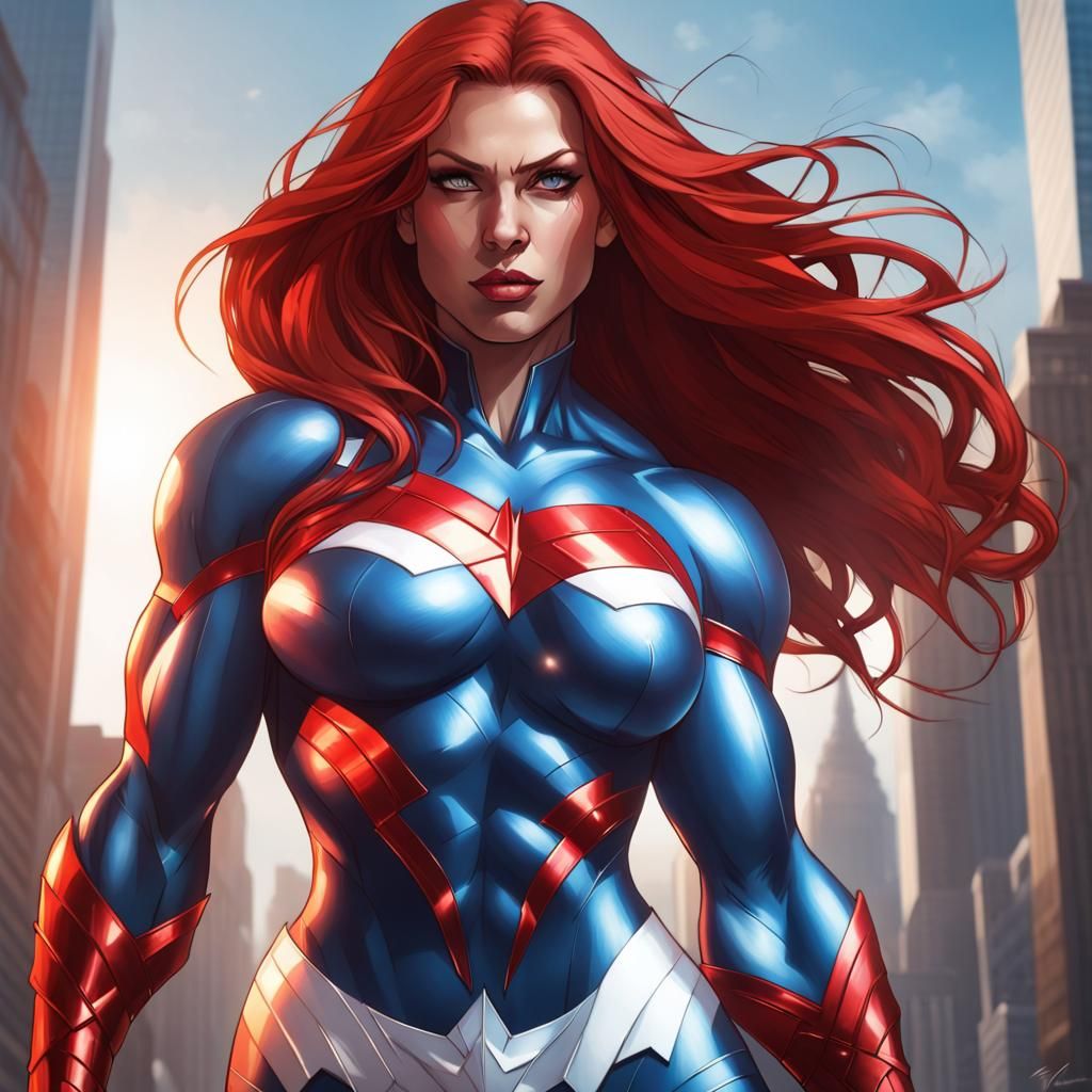 Epic Female Superhero Portrait in Metropolis