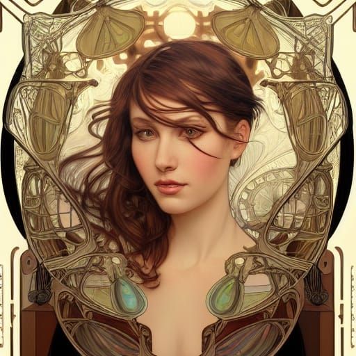 Scientist in Laboratory, Art Nouveau Digital Painting