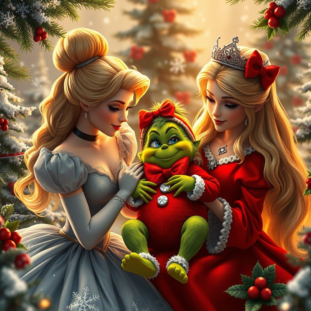 Enchanted Winter Wonderland: Royal Duo with Adorable Baby Gr...