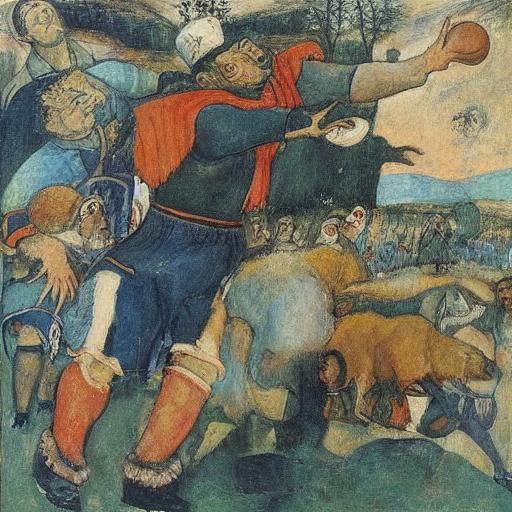 Basketball with Bears: An Expressionist Winter Scene