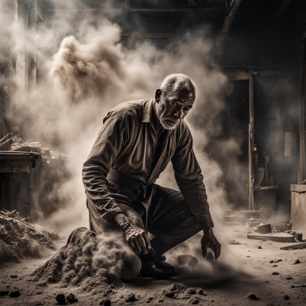 Person Transforms to Dust: Hyperrealistic Digital Art