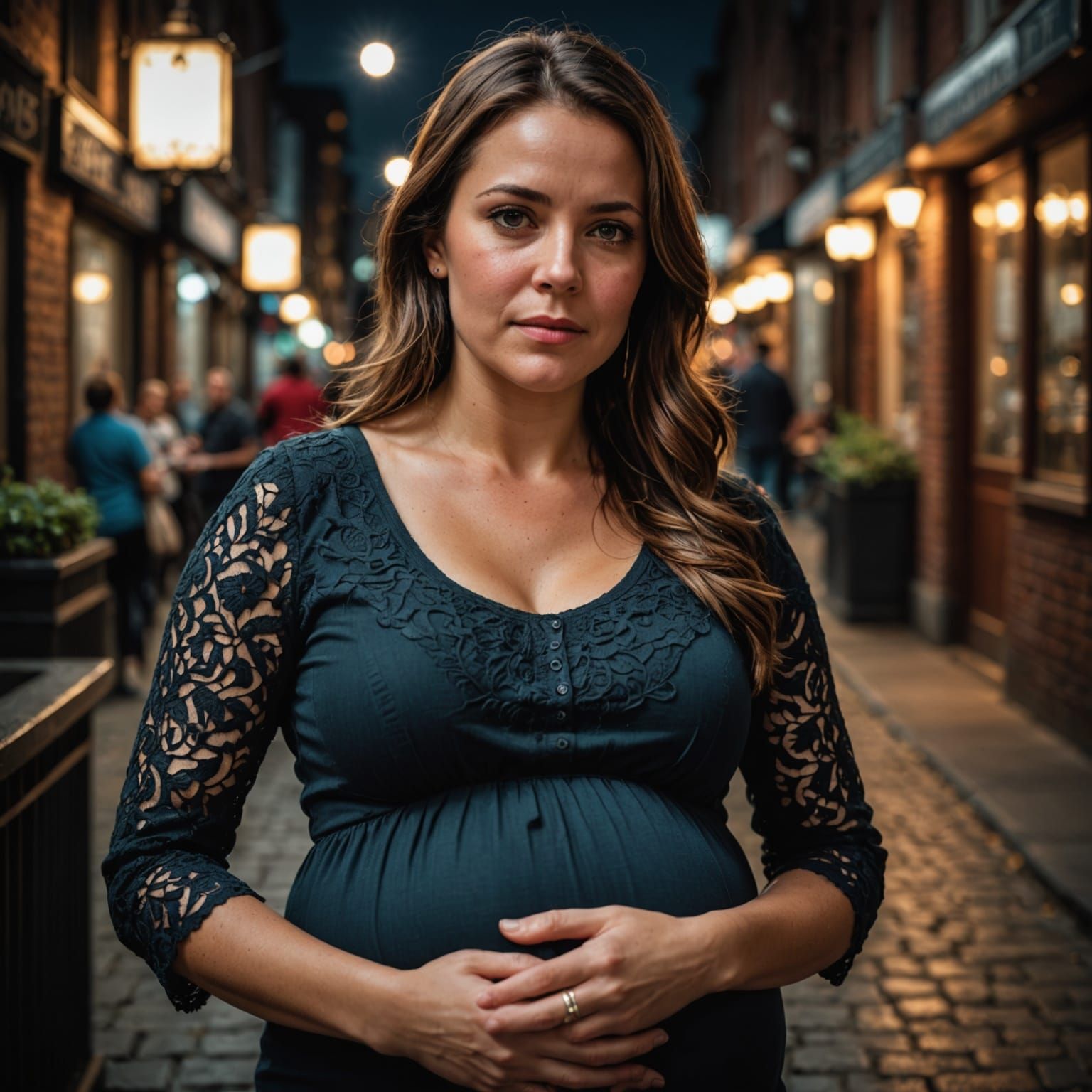 Expectant Mother Bathed in Cinematic Light