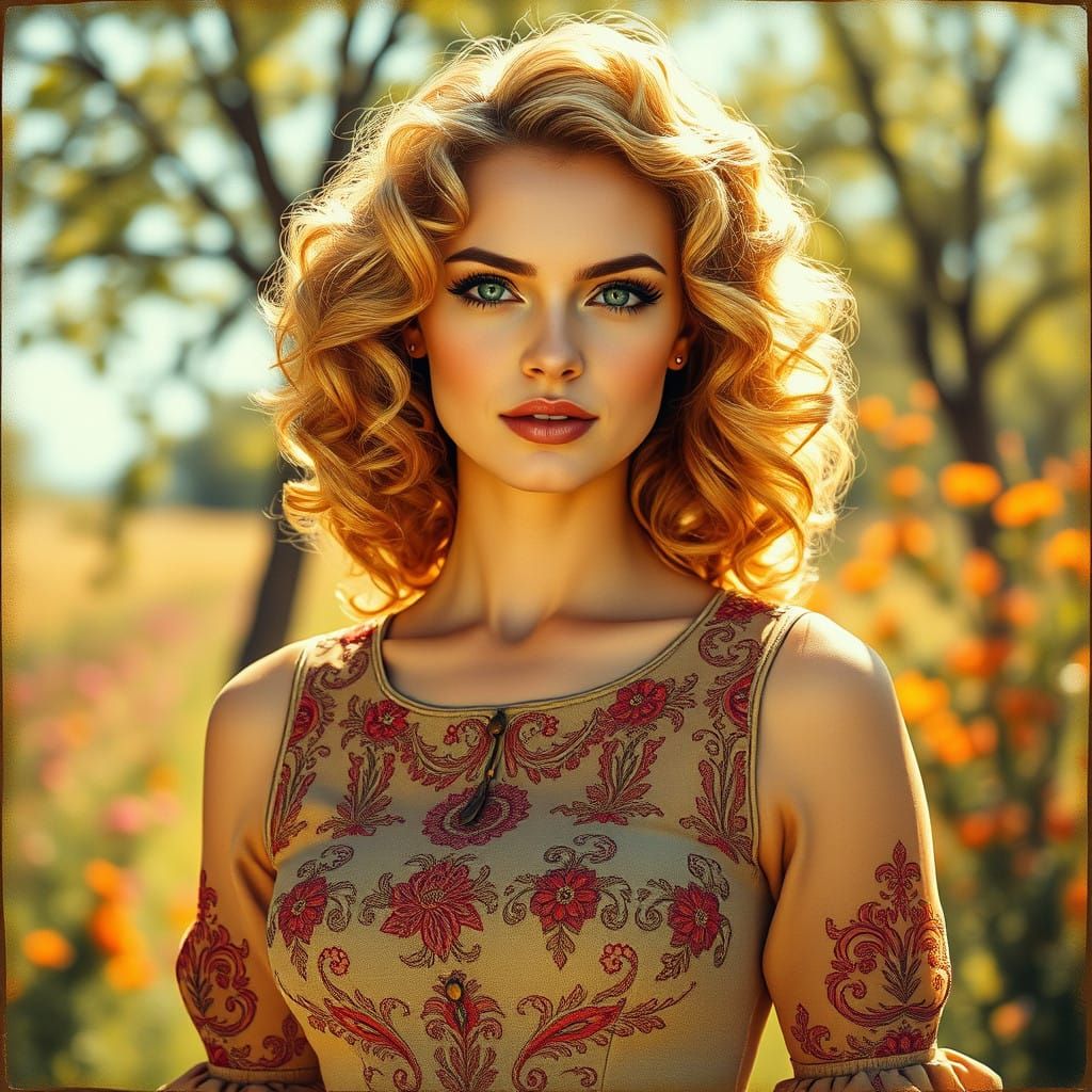 Romantic American Beauty in Elegant Sunlit Setting