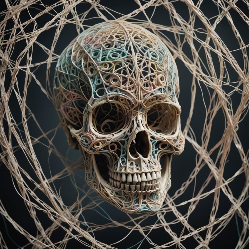 Abstract String Skull in Cinematic Style