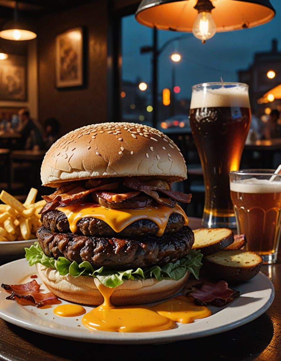 Dean Winchester Burger Masterpiece Hyperrealistic Food Photo...