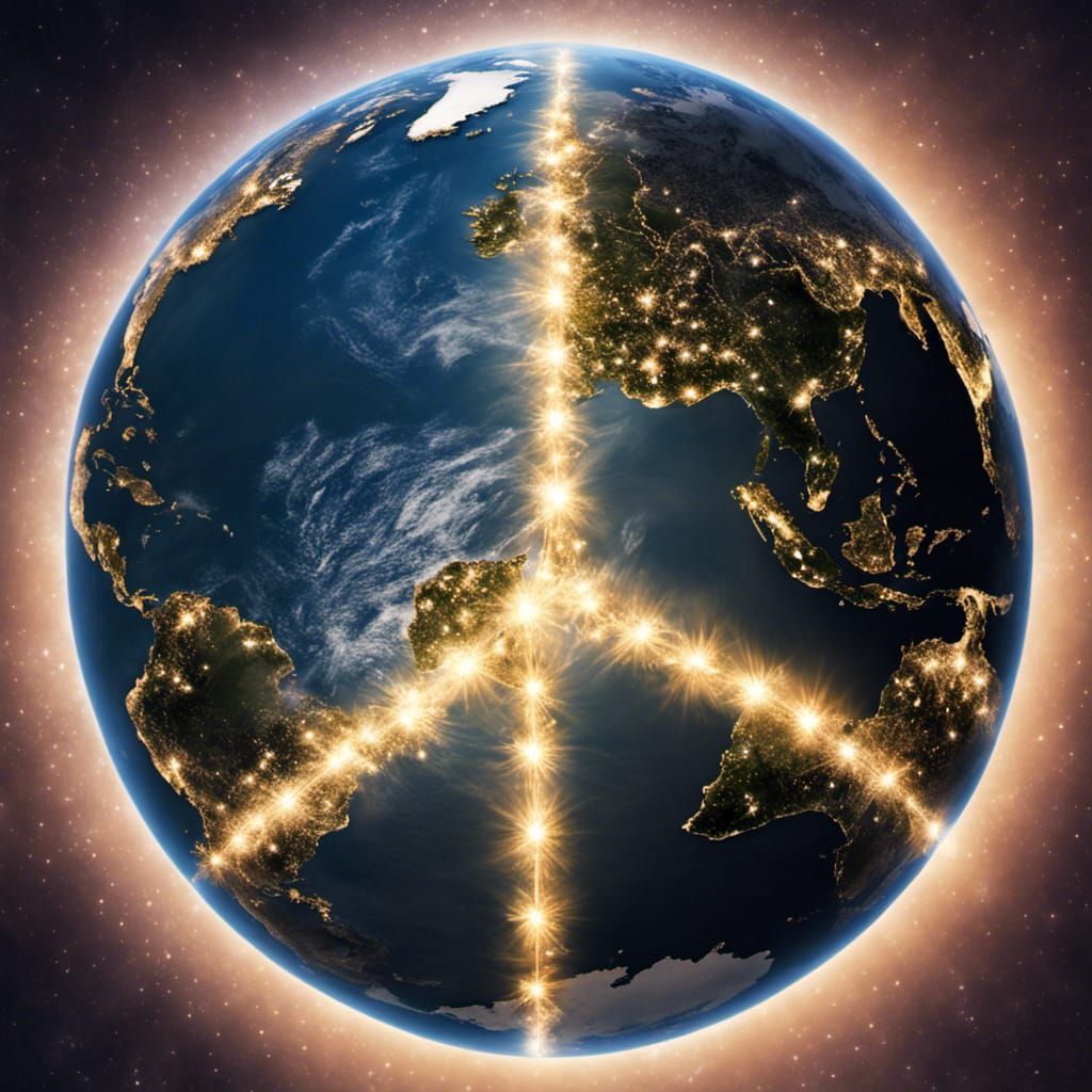 Earth Satellite Photo: World Lights Form Peace