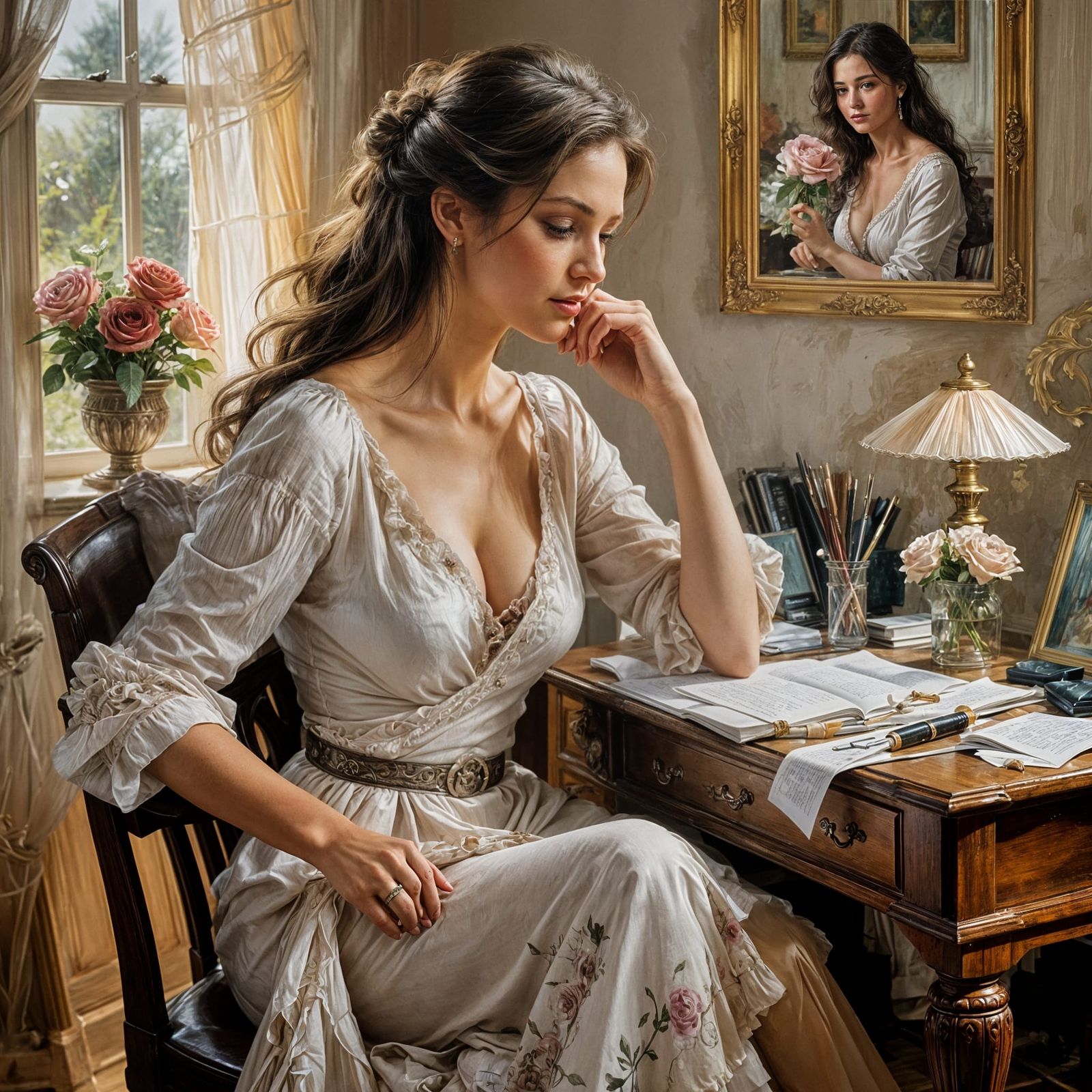 Woman at a writing desk