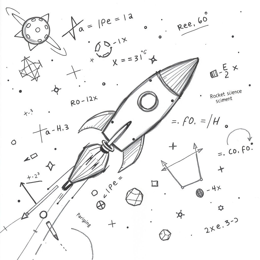Whimsical Rocket Science Doodle in Cosmos