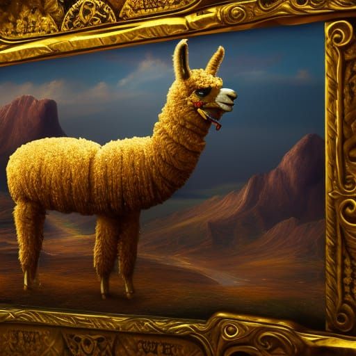 Golden Llama: Detailed Matte Painting