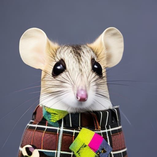 Punk Fieldmouse in Westwood Outfit: Taxidermied Portrait