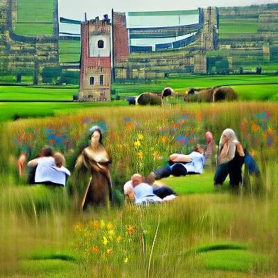 Renaissance Painting of a Meadow in Yorkshire