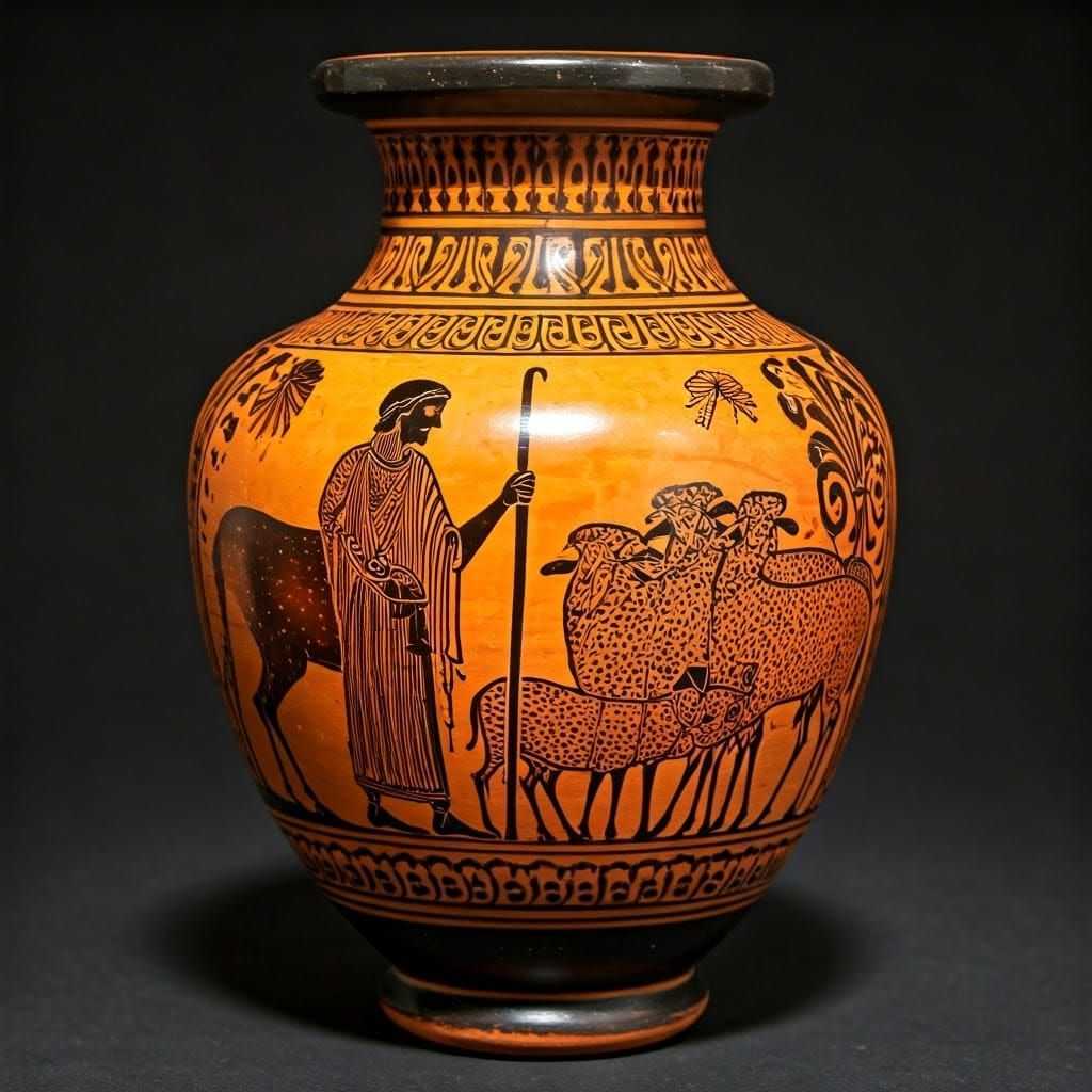 Ancient Greek Vase Painting of a Shepherd