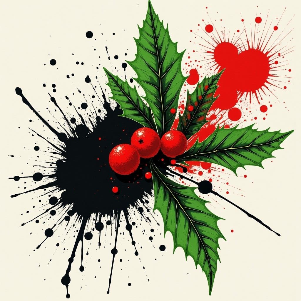 Vibrant Holly Splatter in Blood Orange Ink