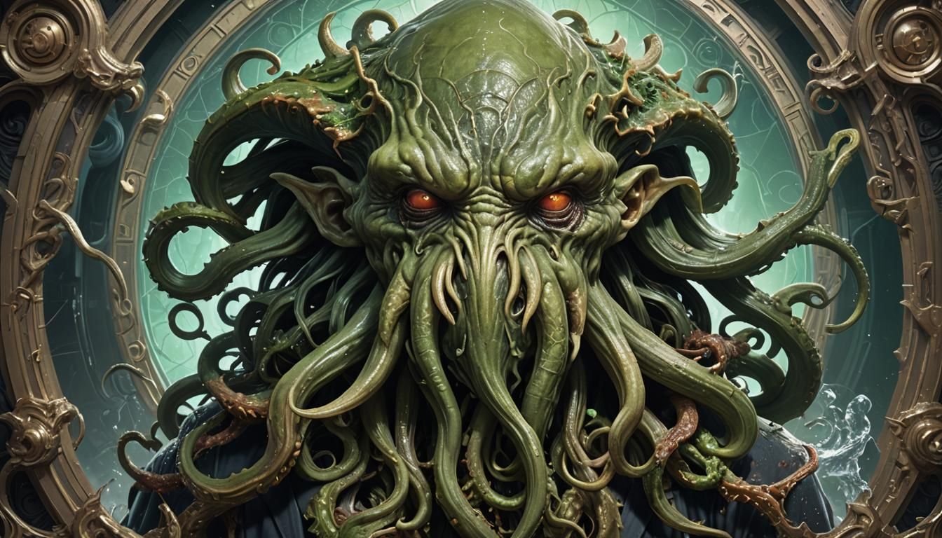 Cthulhu Portrait in Lovecraftian Art Style
